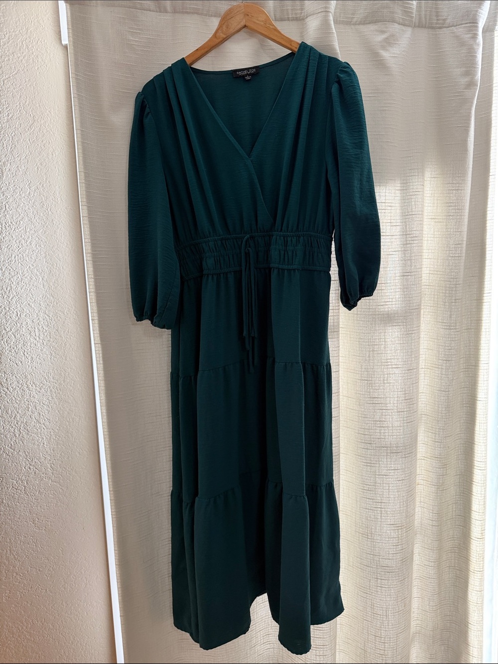 Rachel Zoe Heart Teal V‑Neck Tiered Maxi Dress